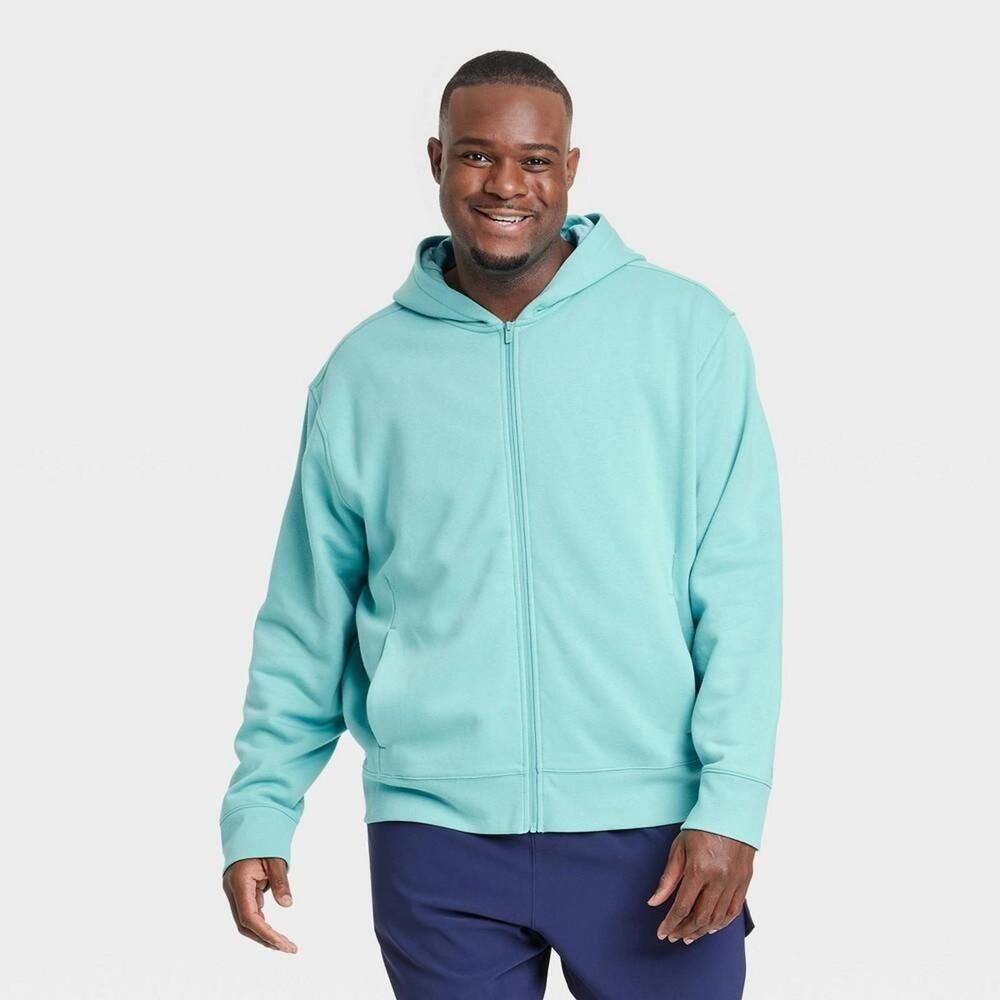Men's Big Cotton Fleece Full Zip Hooded Sweatshirt - All in Motion Green 3XL
